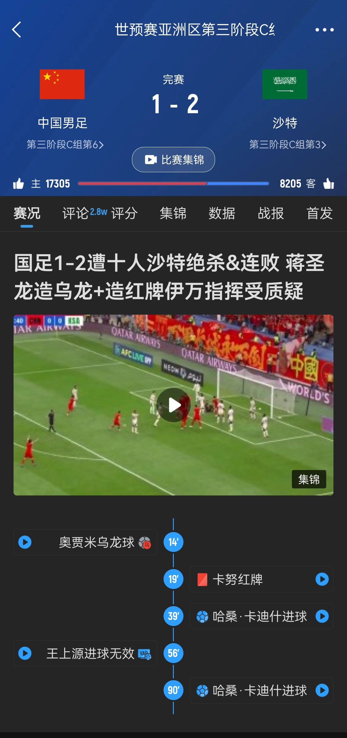  今天什么劇本？首戰(zhàn)沙特也是半場紅牌+蔣光太傷退，最后國足被翻